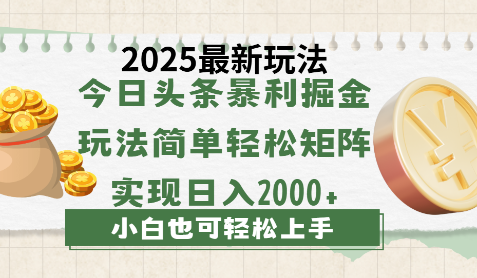 今日头条2025最新玩法，思路简单，复制粘贴，轻松实现矩阵日入2000+-13资源网