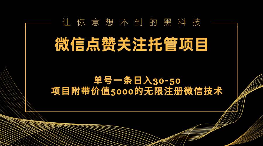 视频号托管点赞关注，单微信30-50元，附带价值5000无限注册微信技术-13资源网